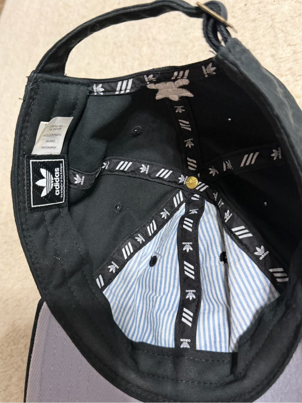 adidas Black Trefoil Logo Baseball Cap Hat - Picture 4 of 5